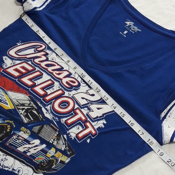Chase Elliott Racing 24 Womens Sz M Blue V-neck Short Sleeve Graphic Tee Shirt - Picture 6 of 8